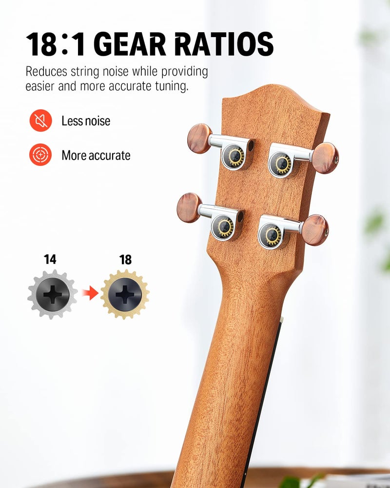 Donner Tenor Ukulele Mahogany Professional 26 inch Ukelele Starter Bundle Kit with Free Online Lesson Gig Bag Strap Nylon String Tuner Picks Cloth DUT-1 Ukalalee Set - Image 3